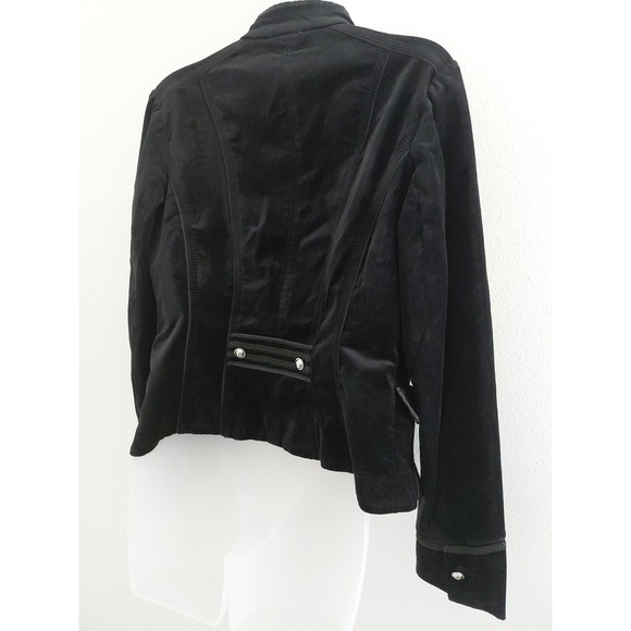 WHBM Velvet Blazer Jacket Womens 10 Black Military Luxury Goth Indy Retro Punk - Picture 6 of 15